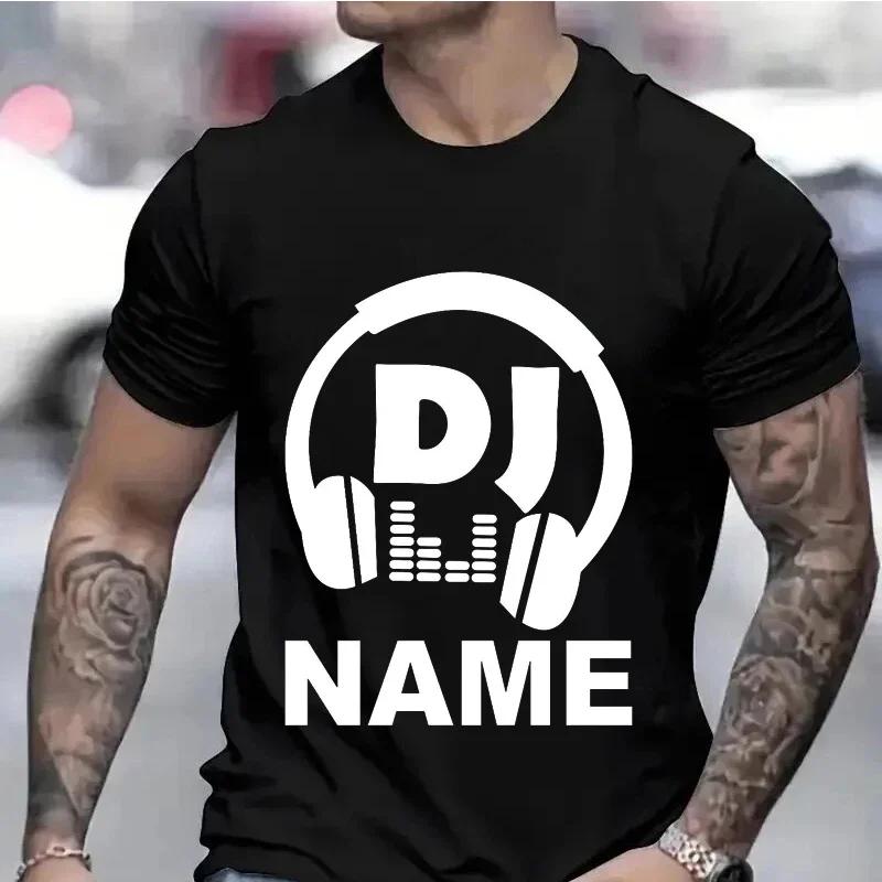 T Shirts for Men Personalized Customized DJ Shirt with Name Funny Disc T-shirts Custom DJ Tee Techno Music Lover Tee Shirts