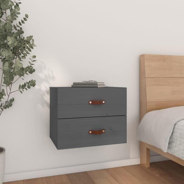 820980 vidaXL Table de chevet murale Gris 50x36x40 cm