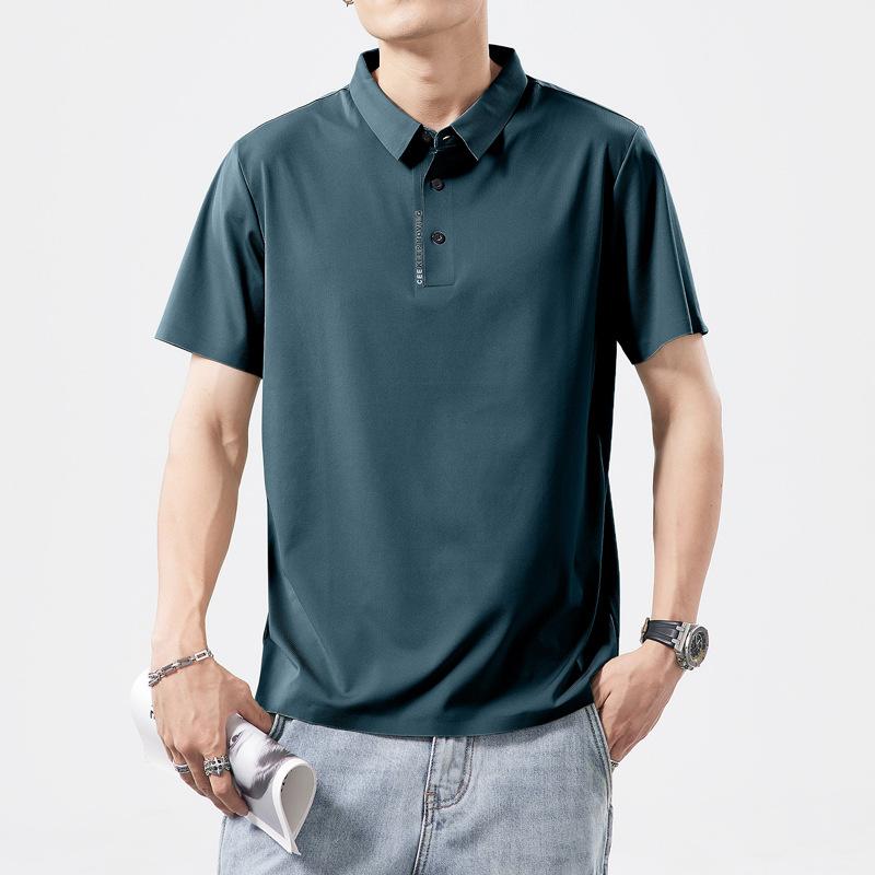 Ice Silk Summer Men's Short-sleeved Shirt, Collar, Lapel, Polo Shirt, Men's Casual Cool and Fashionable Versatile T-shirt Top