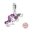 Copper Metal Fantasy Flying Dragon Mysterious Butterfly purple Charm Bead Components Pendant Bead Components Compatible With 4MM hole diamete
