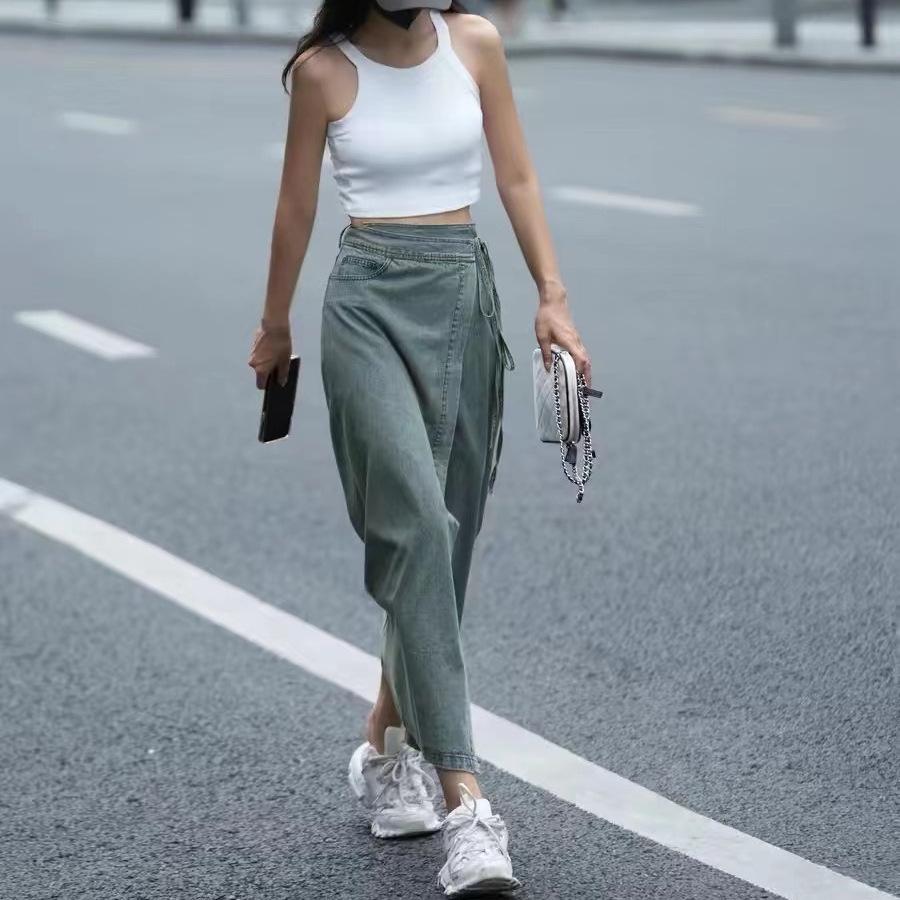 Kup Summer Women's Vintage Denim Skirt for Women Washing