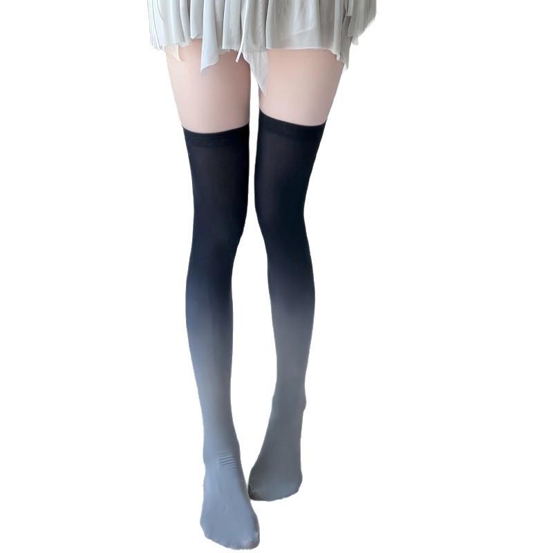 Spring 80D Impervious Velvet Stockings Gradual Change Color Knee Socks Color Matching Stockings Blue Pure Desire Jk Socks