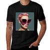 Portrait Of Unisex With Large Pink Sunglasses Tshirt Utility Casual Work Tshirt
