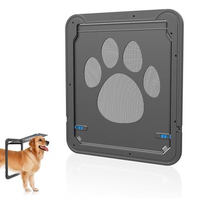 Pet Screen Door Kitten Puppy Security Mesh Gate Portable Dog Flap Door ABS Plastic Lockable Easy Install Small House Accessories