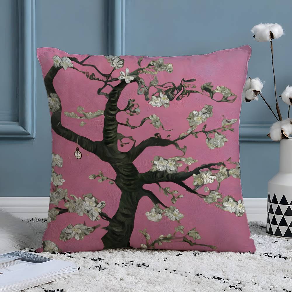 Watercolor Painting of Orchid Plants Pillow Case Silky elegant Comfort Sofa Bed Invisible zipper Beach pillowcase