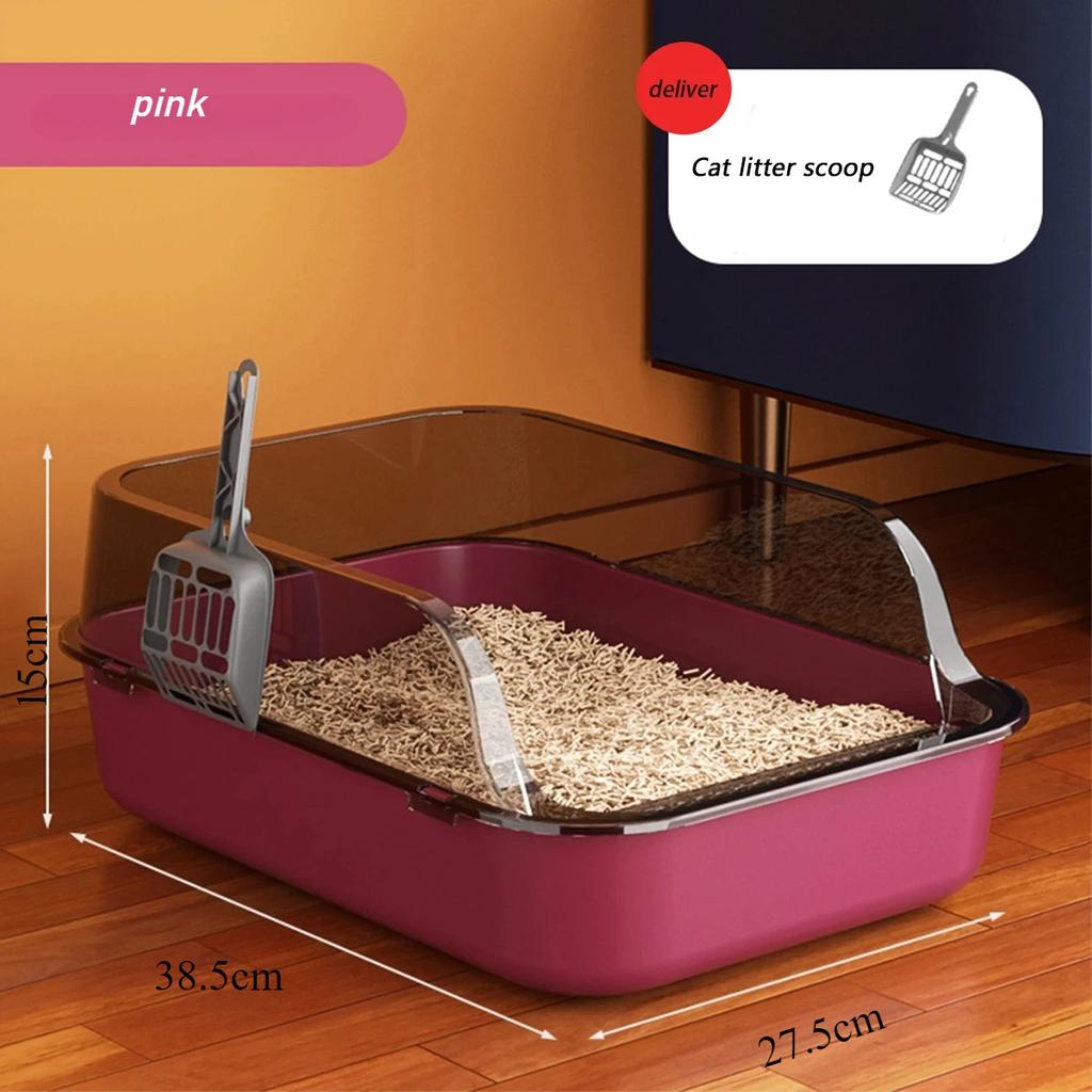 Caja de Arena para Gatos Kitty Sandbox Baño para Gatos Semicerrado Palangana de Limpieza Suministros Aseo para Mascotas Bandeja para Gatitos Bacinilla Accesorios Suministros