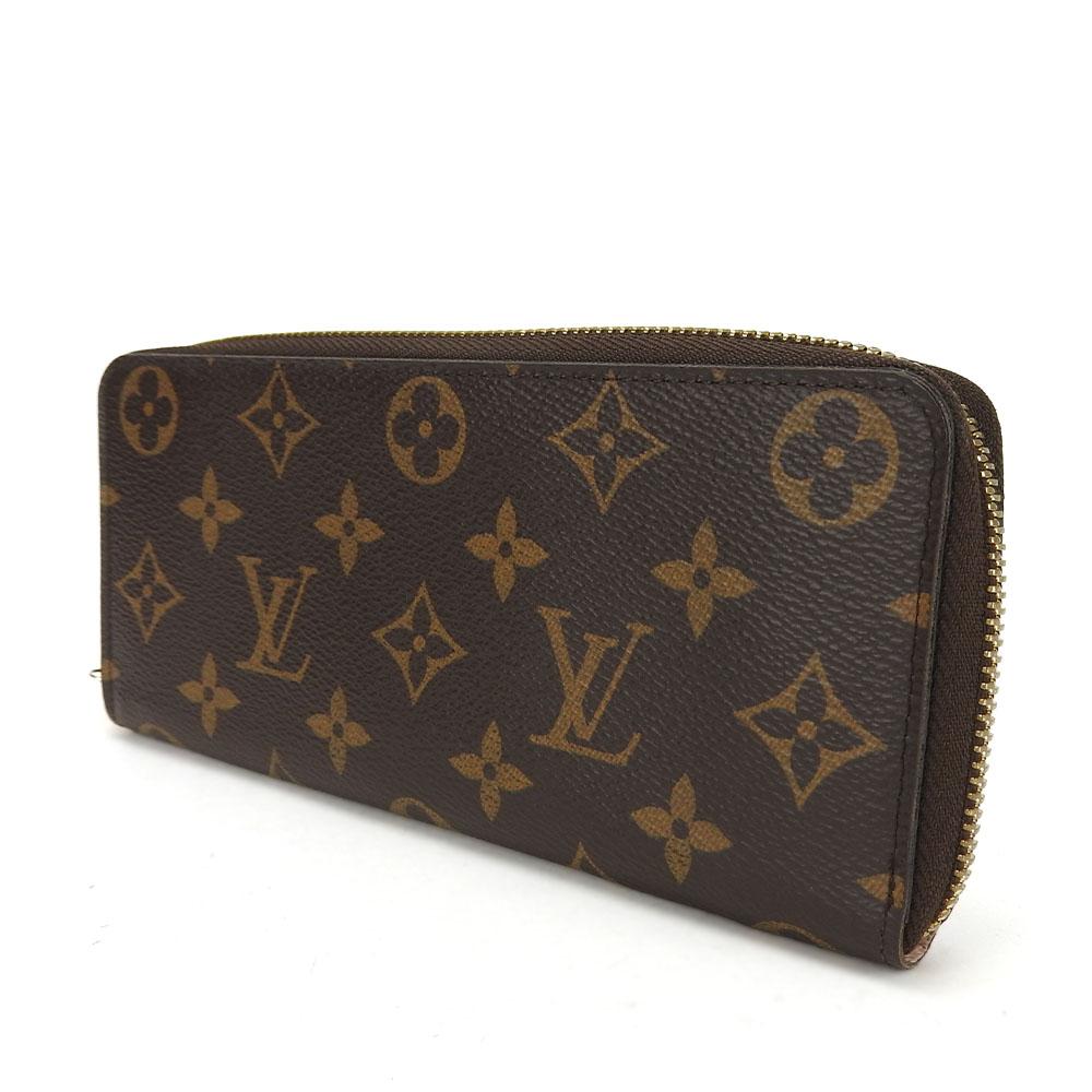 Used LOUIS VUITTON Purse Portefeuille Clemence M61298 Monogram Rose Valerie Brown Zip Around