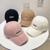 Winter Letter Embroidered Plush Warm Baseball Cap for Women's Winter Fashion Couple Duck Tongue Hat