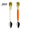 Fruit Scraper Spoon Double Head Baby Spoon, Silicone Feeding with Serrated Stainless Spoons Steel Scraper, Hygienic Infant Tool, for Puree Safe
