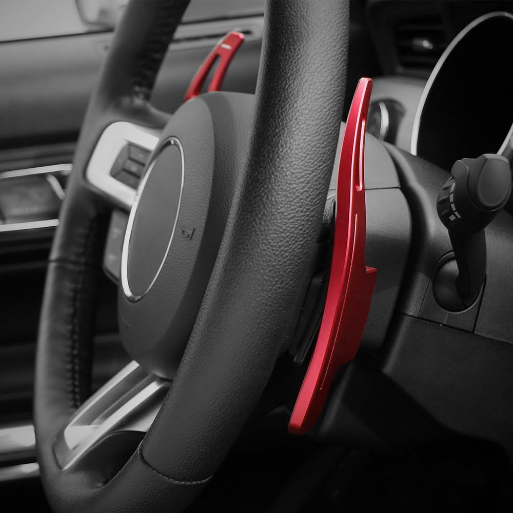 Voodonala Red Steering Wheel Shift Paddle Shifter Trim Cover for Ford Mustang 2015+(2pcs/set)
