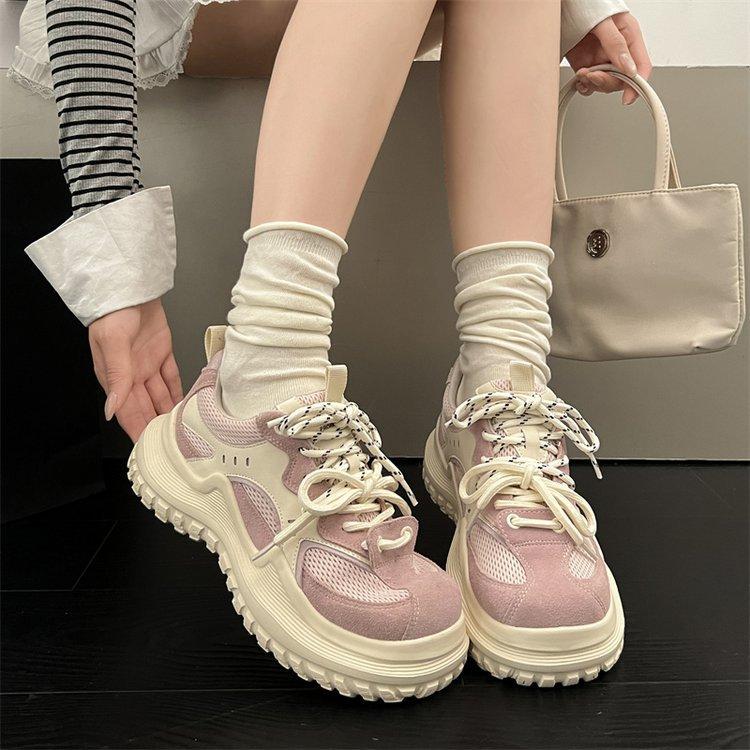 

Niche platform hiking shoes women s summer new mesh breathable German training shoes small casual versatile dad shoes 40 рожевий