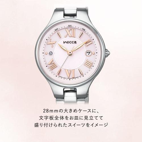 Citizen Watch Wicca Solar Tech Radio Wave Waterproof Date Large Dial Pink Silver CITIZEN Wicca Simple Adjust Radio Solar KS1-813-91 Women's Silver
