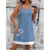 Gonna in Denim da Donna con Stampa a Fantasia Senza Maniche Girocollo Vestito Ampio Morbido e Comodo Taglie Forti