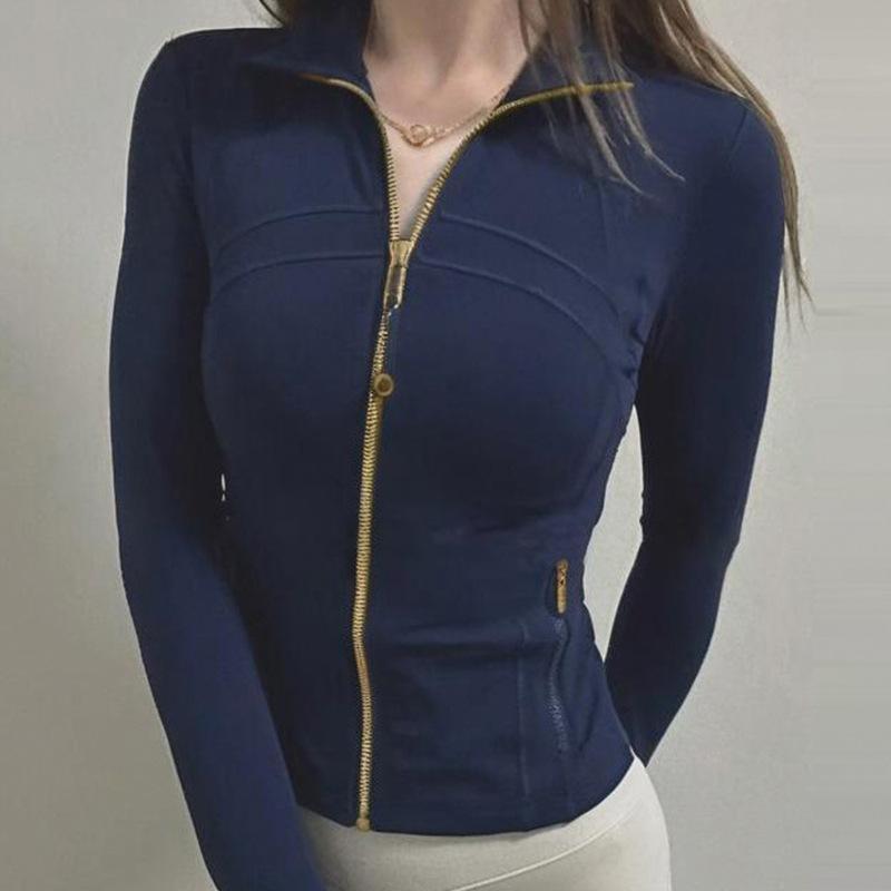 Sports cardigan women's nude fitness clothes stand-up collar long-sleeved jacket shapewear running tights slim yoga clothes