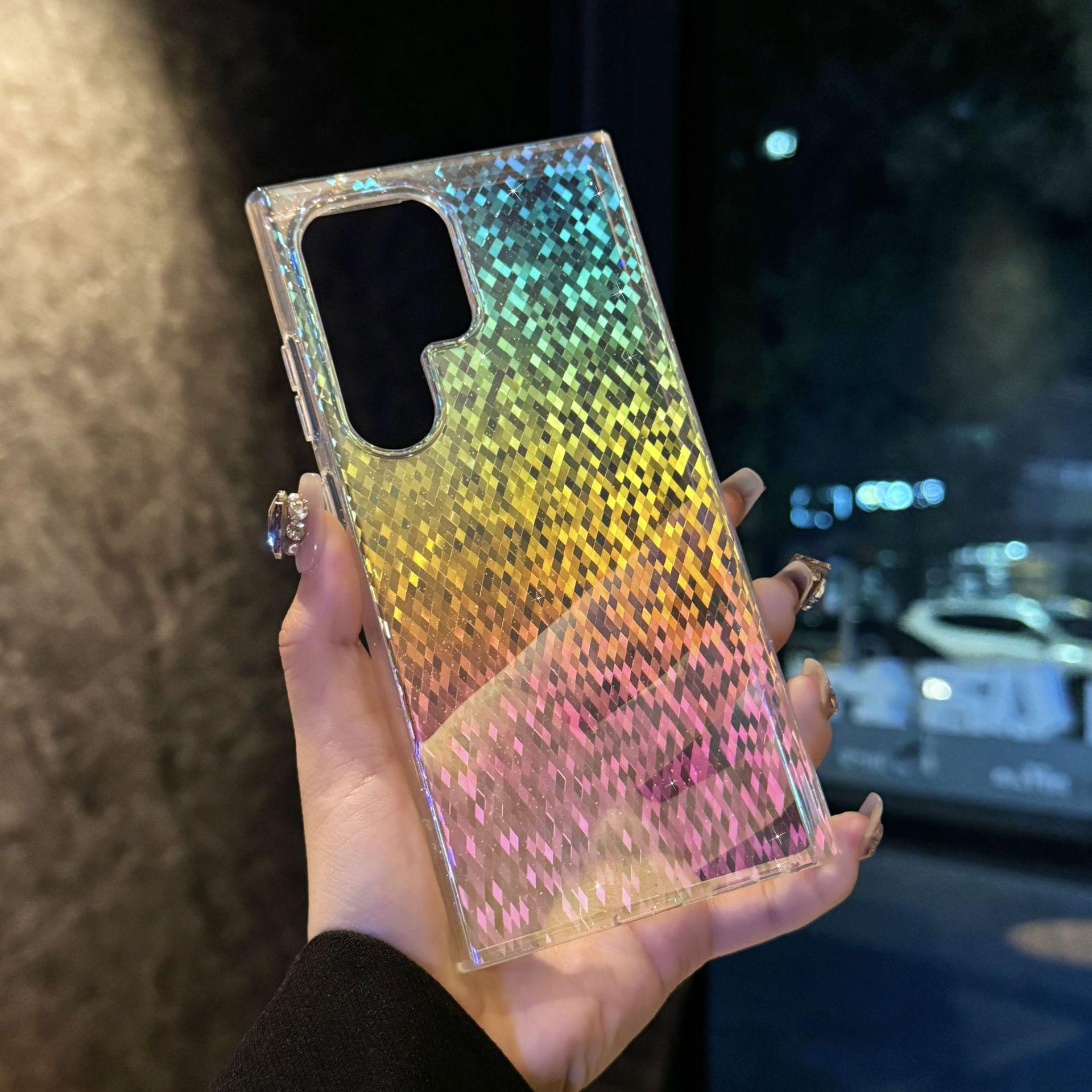 

Suitable for Samsung S25Ultrra Color Plated Mobile Phone Case S23FE Wireless Magnetic Flash Powder Color Change S24 Hard Set Galaxy S25 PLUS