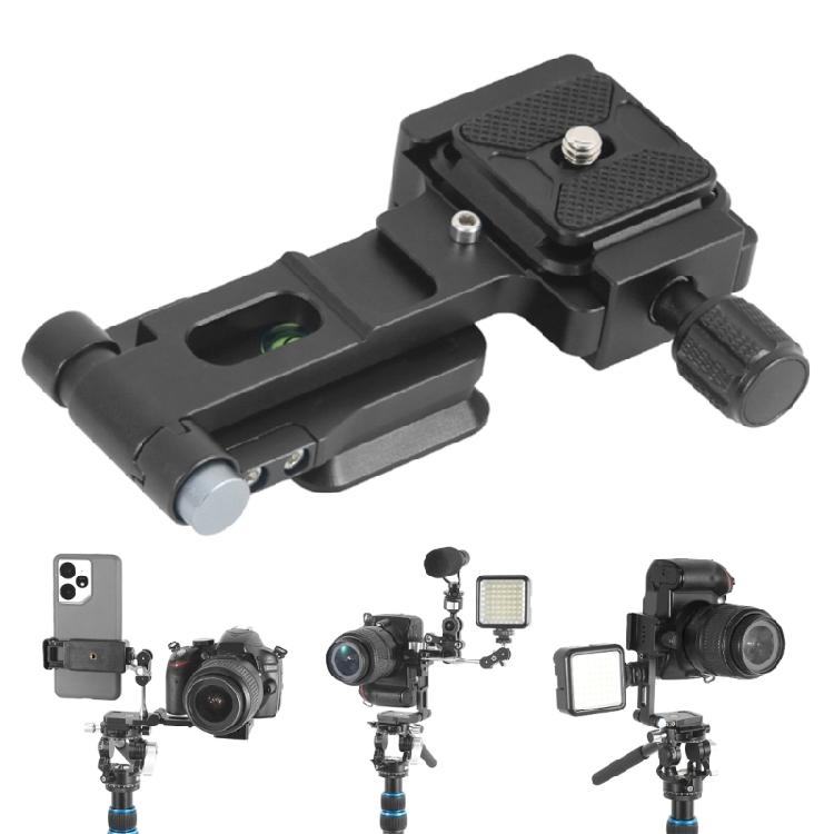 L115 Aluminum Quick Release Mounting Plate With Cold Shoe Adapter Foldable For Smooth Vertical Horizontal Transition