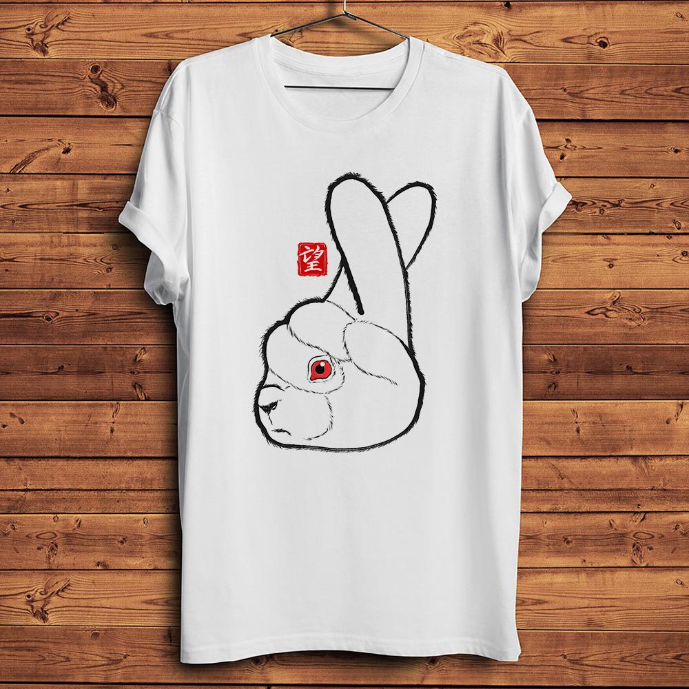 Blessing and Luck Gesture Rabbit Funny Tshirt Casual Short Sleeve TShirt Streetwear Unisex TeeBreathable Nocracking Print S