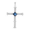 Silver Cross with Sapphire Nano 1.095ct, Cubic Zirconias (2206576)