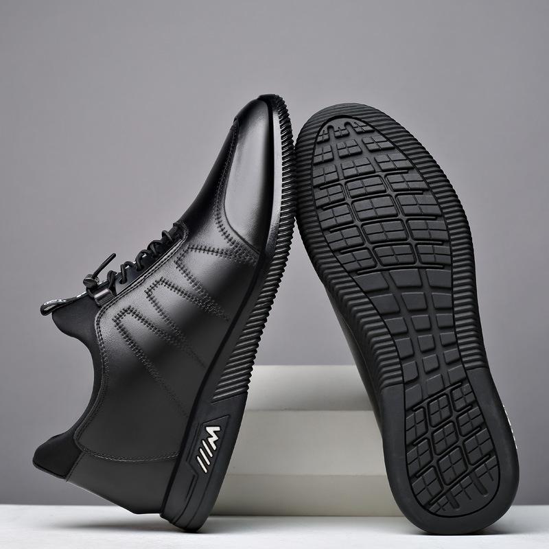 Couro 6cm invisível aumento de altura interna sapatos masculinos outono respirável malha esportes e lazer sapatos 8cm aumento de altura sapatos masculinos de couro