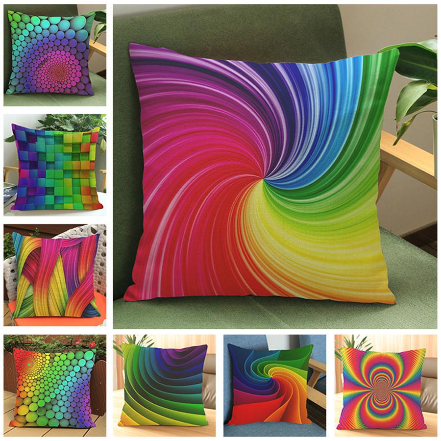 Colorful Geometrics Cubes Spots Home Decor Pillows Sofa Decorative Cushion Cover Modern Rotating Geometric Movement Pillow Cases