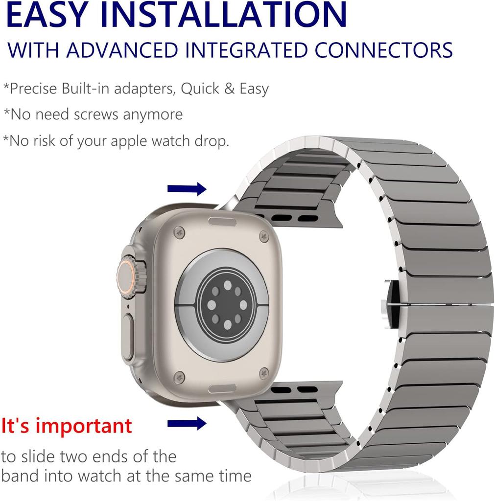 Ultra 2 1 Titanium Color For Apple Watch Ultra 49mm 45mm 44mm 42mm Luxury Bracelet iWatch 46mm 41mm 8 9 10 Stainless Steel Band