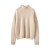 Women's 2025 Autumn/Winter Solid Color Cashmere Stand Collar Sweater - Thick, Loose, Fashionable, and Versatile Knitwear.
