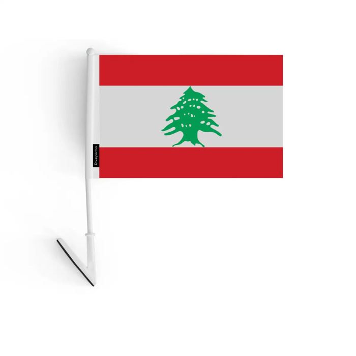 Drapeau adhésif - Liban - 14 x 21 cm - Polyester - Léger - Recto/verso