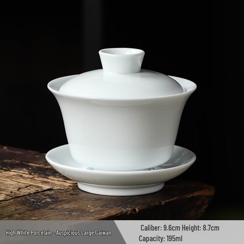 Mutton-Fat Jade White Porcelain Sancai Gaiwan Set