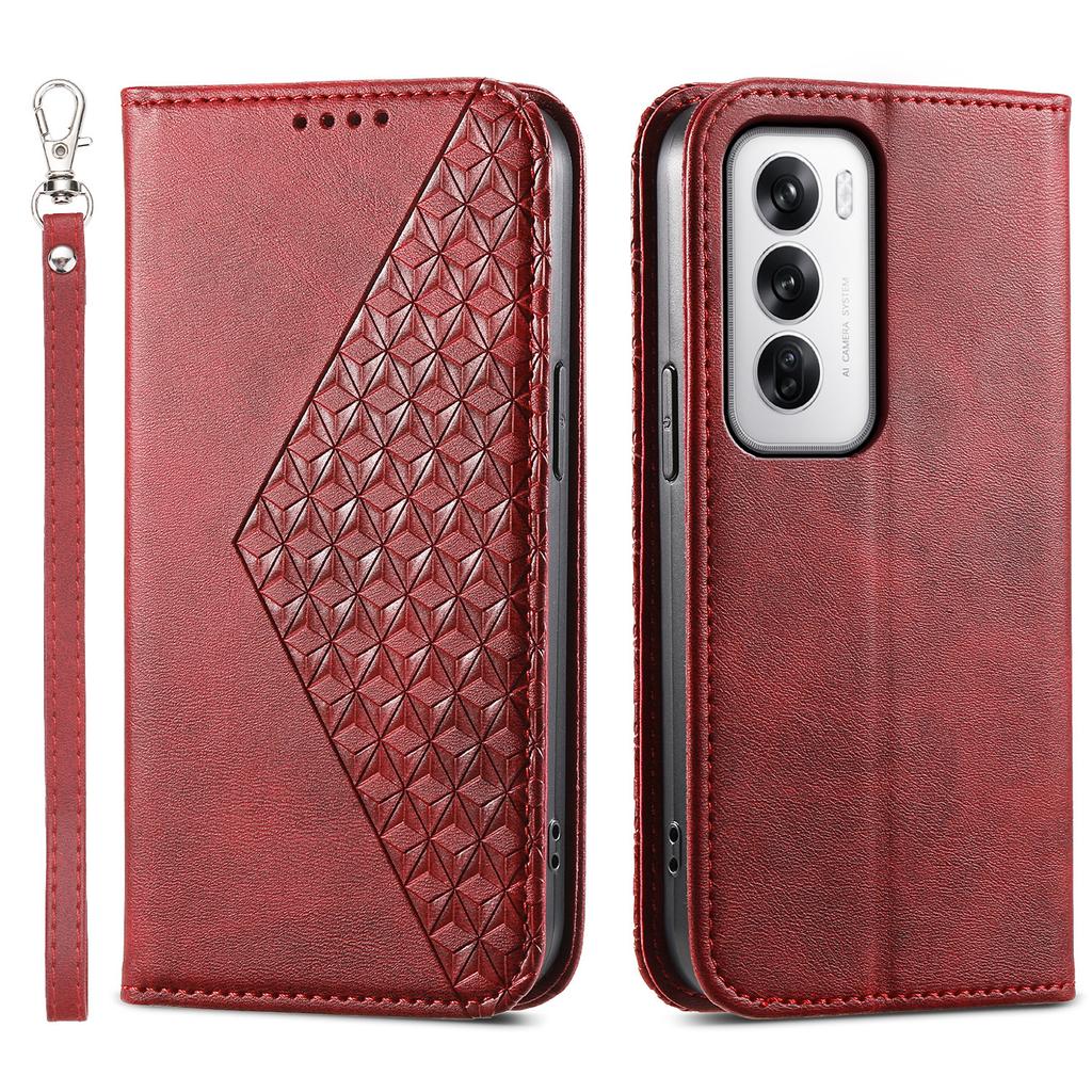 For Oppo Reno12 5G (Global) Case PU Leather Wallet Phone Cover Calf Texture
