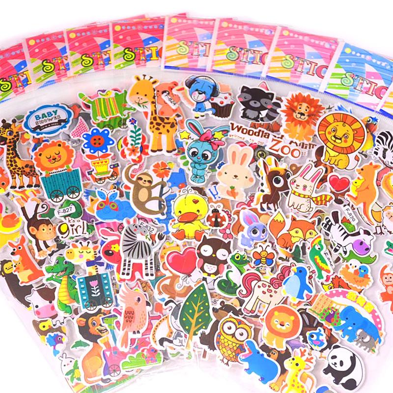 10 Sheets Kids Stickers Cartoon Animal Puffy Sticker Birthday Christmas New Year Gift for Girl Boy Cartoon Scrapbooking Stickers