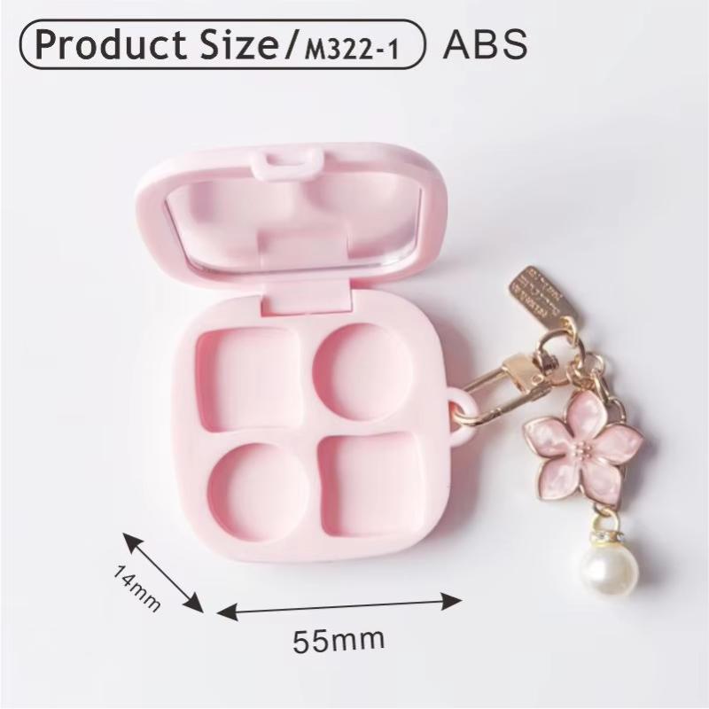 

Порожня світла прямокутна косметичка з 4 відділеннями для тіней, помади, консилера, пудри. Косметична упаковка для DIY тіней для повік, косметики з отворами рожевий