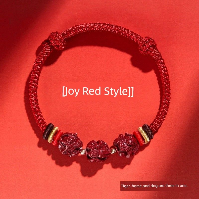 

Гора Путо 2025 Браслет из киновари на красной веревке Женская нить Катушка Мужской год рождения Безопасная красная веревка Плетение Счастливый шнурок для ношения Joy Red [Tiger Horse Dog]-Hand Rope (over stove)