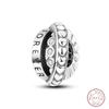Design 925 Silver Heart Claw Print Bee Conch Text Shining Zircon Fixed 3mm Charms Beads DIY Jewelry Making