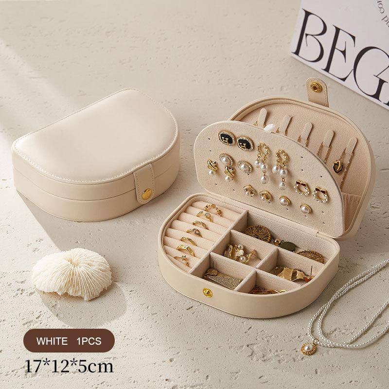 

Luxury Large Capacity Jewelry Box PU Leather Rings Earrings Storage Box Custom Name Travel Portable Cosmetic Bag For Woman