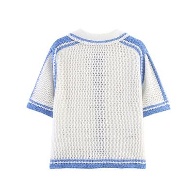 European and American Style, New Women's Clothing, Foreign Style, Versatile Hollow Knitted POLO Shirt 5802022 080