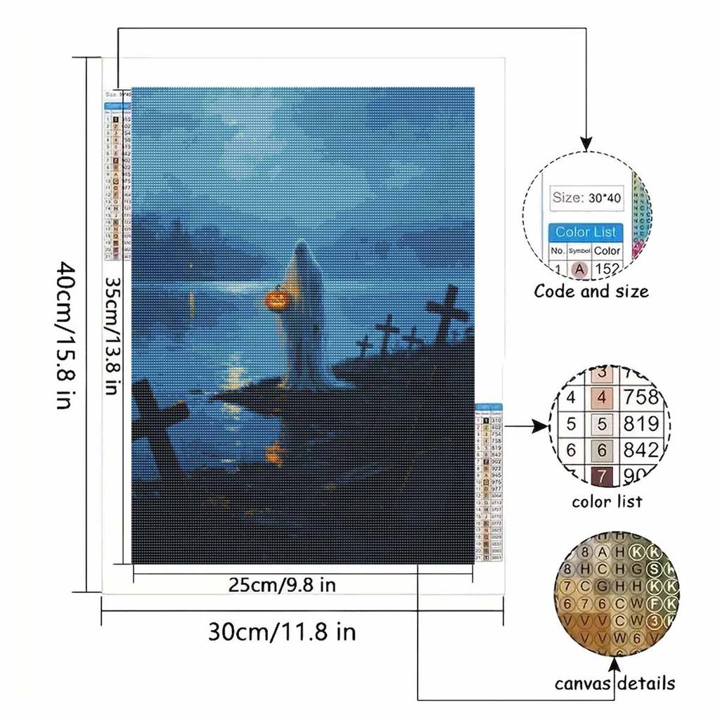 Halloween pumpkin figure night landscape diamond painting kit handmade diy painting home decoration painting