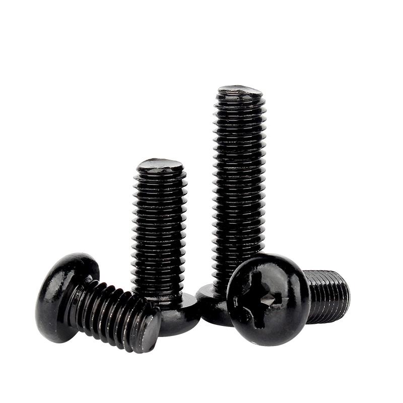 Black Carbon Steel M2 M2.5 M3 M4 M5 M6 M8 Cross Recessed Phillips Truss Head Large Flat Round Head Screw Bolt