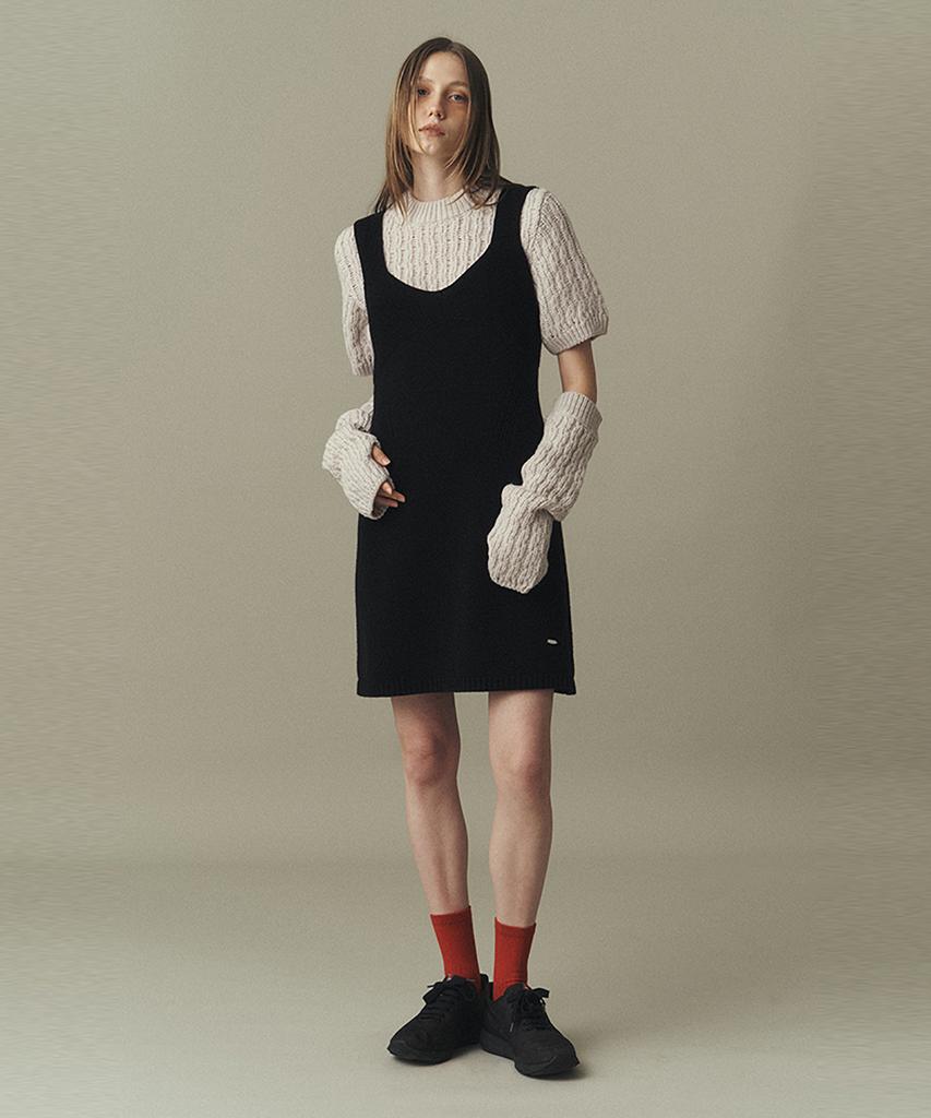 Awi Wool Blend Knit Dress_Black