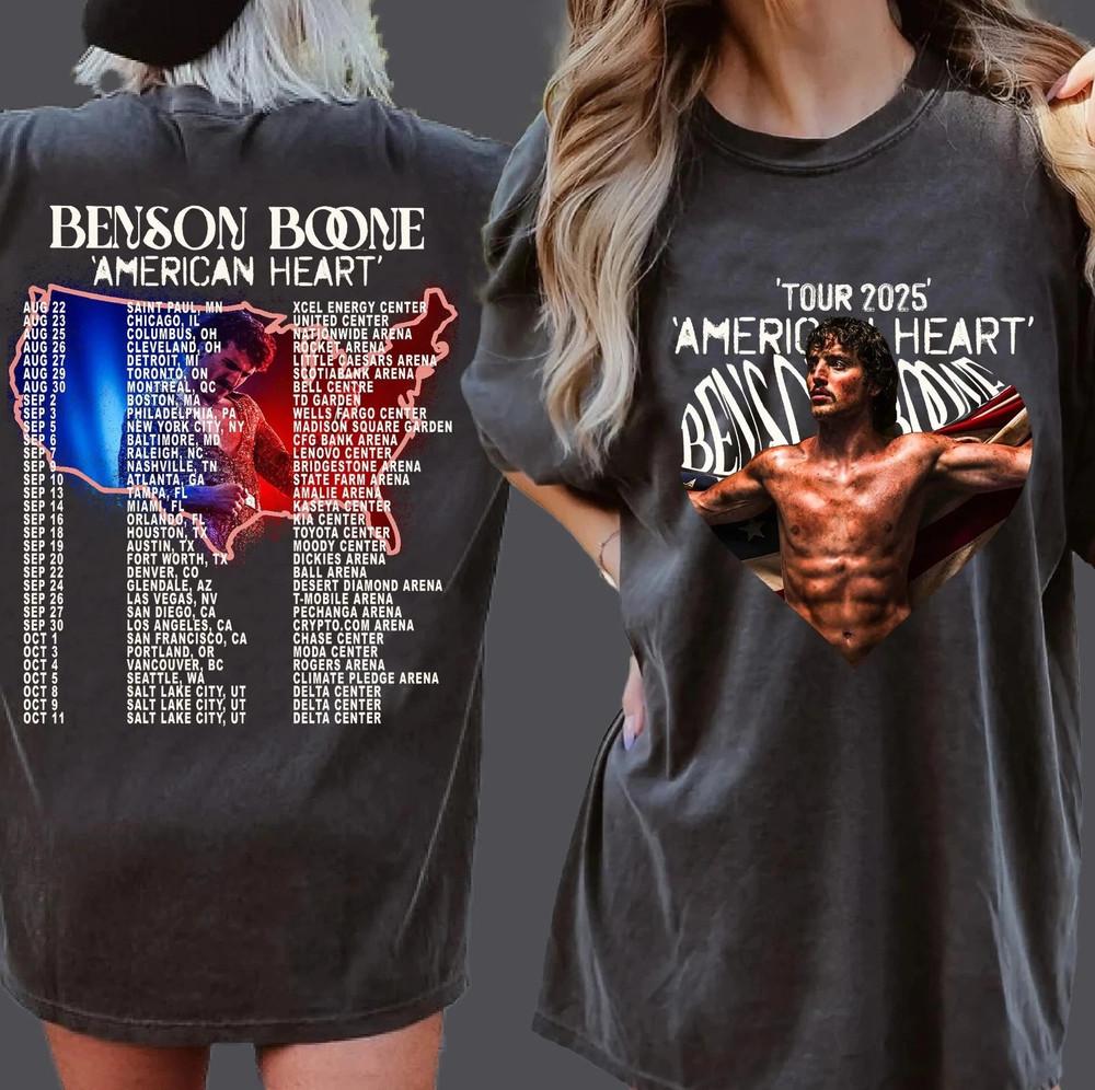 

Benson Boone American Heart Tour Tee 2025 Concert Souvenir Shirt Tshirt Unisex T-Shirt XXXL