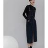 Autumn Vintage Dark Blue Denim Strap Dress For Women Loose Spring Dresses