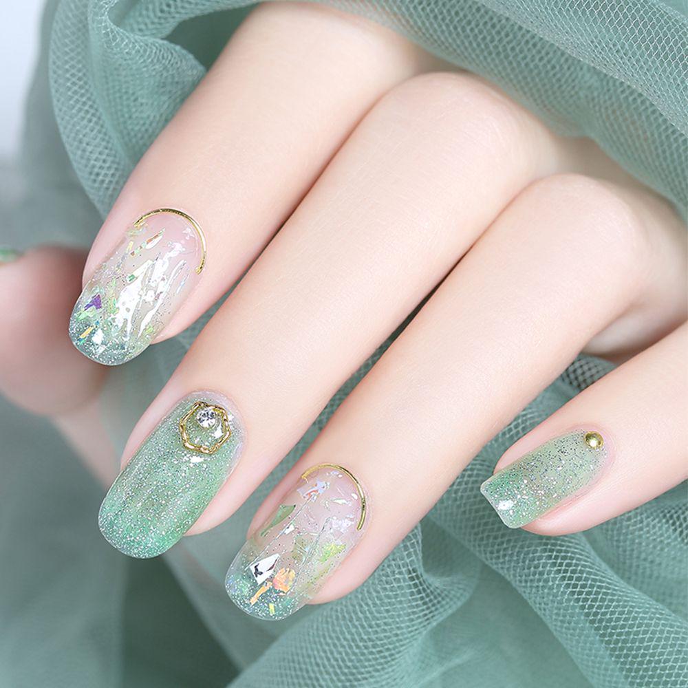 Nail Art with Sage Green Glitter