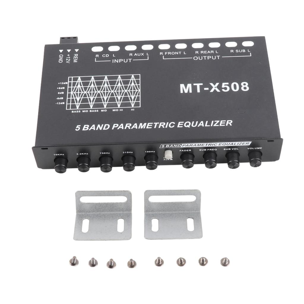 Car Audio Equalizer Adjustable 5 Bands Precise Tuning EQ Tuning Crossover Amplifier Graphic Equalizer