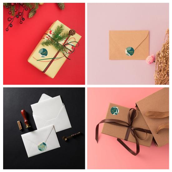 500Pcs/Roll Packaging Stickers Self-adhesive Thankyou Letter Pattern Expressing Gratitude DIY Thank You Label Stickers Gift Wrapping