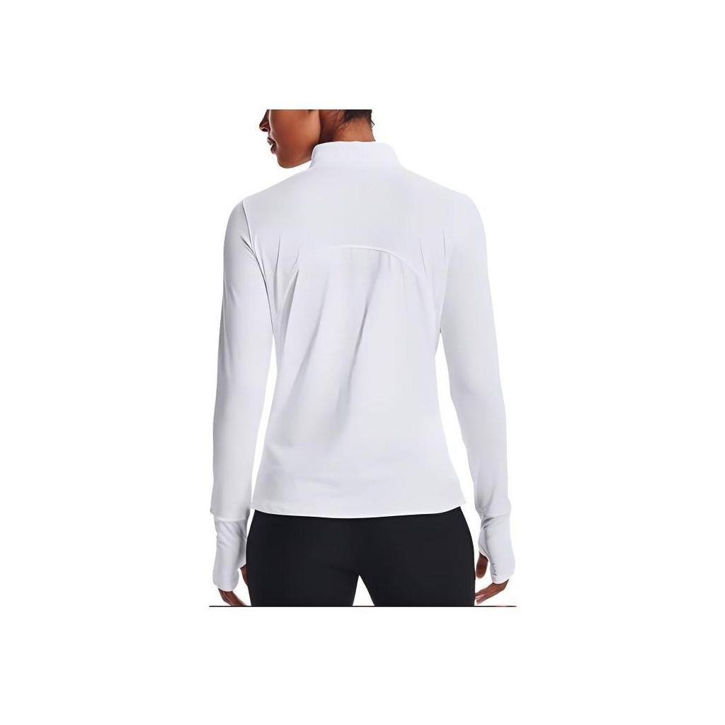 Under Armour Casual Sports Half-Zip Long Sleeve T-Shirt Women White 1365632-100