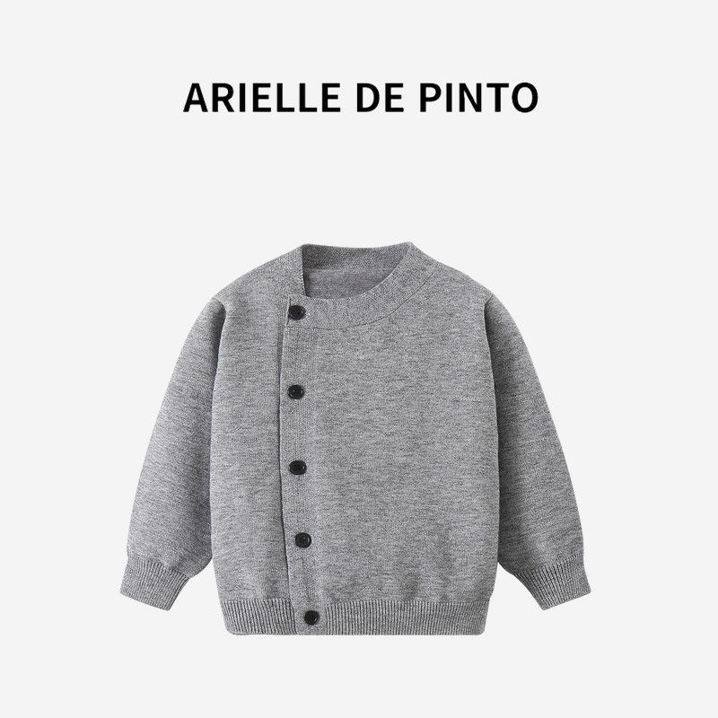 French Brand Arielle De Pinto s New Autumn Boys  Stylish Cardigan Sweater in Fashionable Gray Gray 150cm