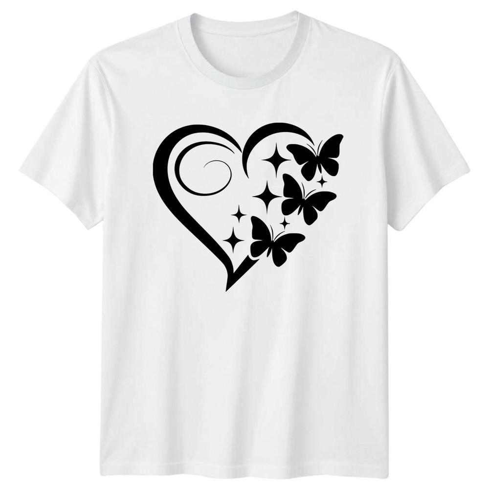 Butterfly Heart Graphic Unisexs TShirt Unisexs Tee Unisex Top S