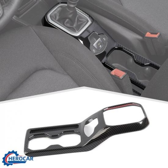 Carbon Fiber Console Gear Shift Cup Panel Decor Cover Trim For Jeep Renegade 18+
