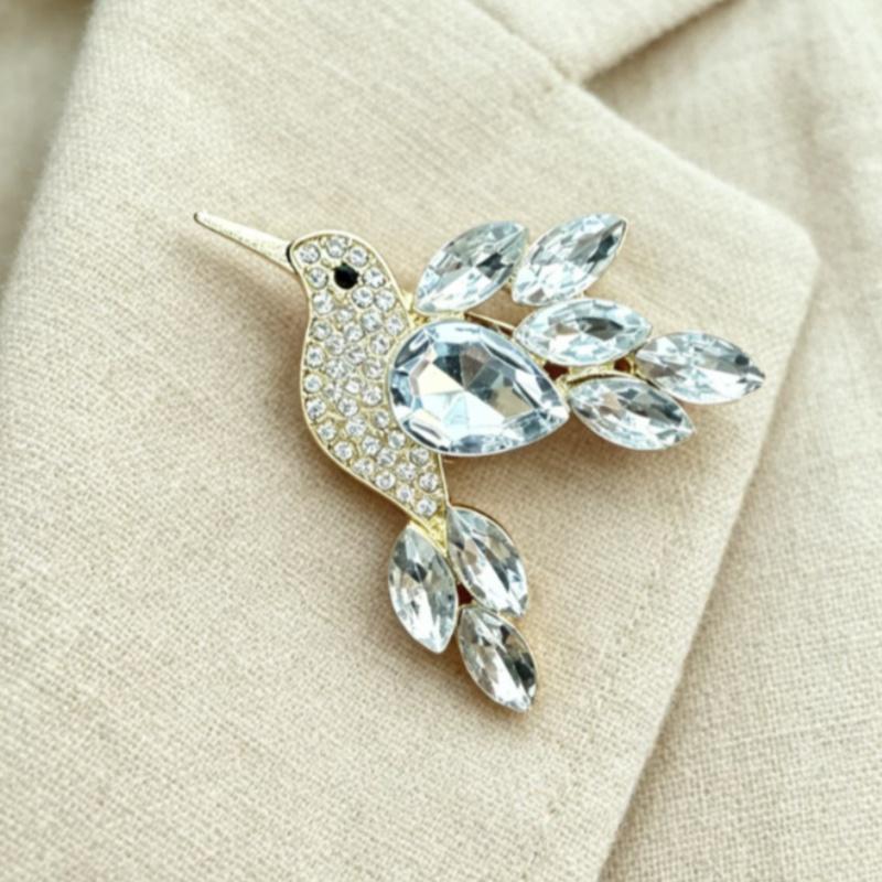 New Shiny Rhinestone Crystal Parrot Bird Brooch Vintage Animal Badge Lapel Pin Suit Coat Dress Party Jewelry Accessories Gifts