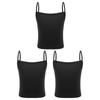 Set da 3 pezzi per bambine: canottiera a costine, top corto senza maniche con spalline sottili, tinta unita, per sport e allenamento di danza