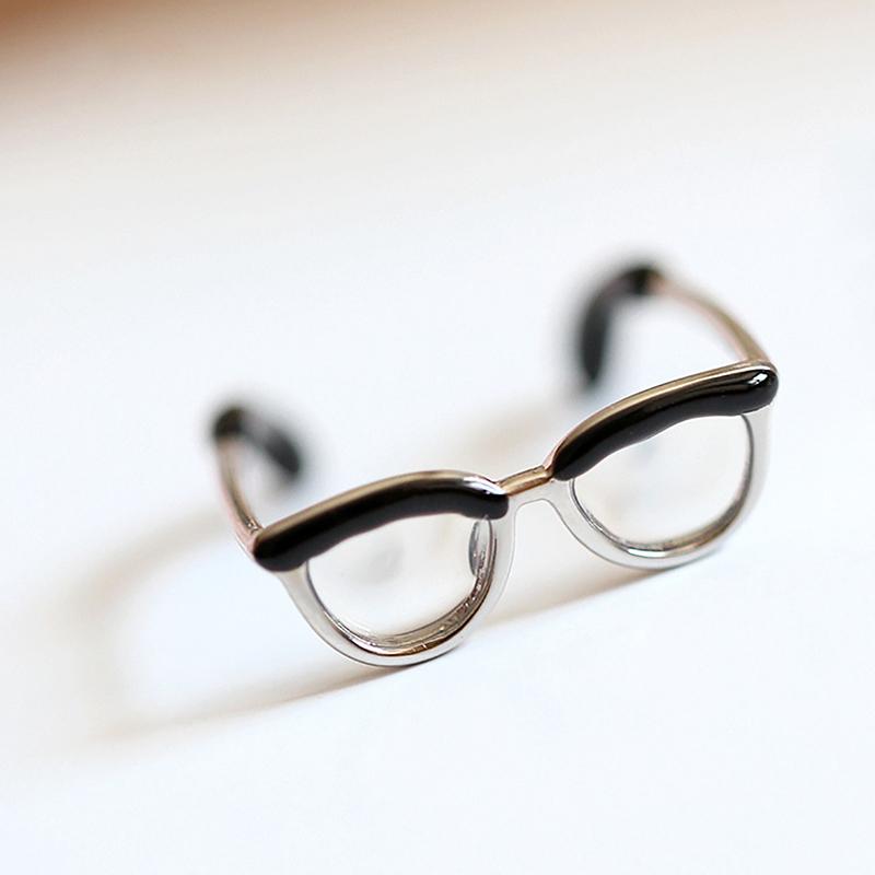 Cute Glasses Fashion Ring Opening Adjustable Finger Rings For Women Girl Jewelry
